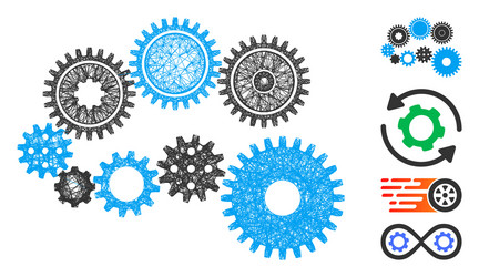 gear mechanism web mesh vector image