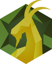goat icon in cube style hexagon emblem vector image