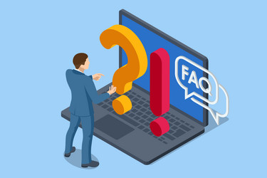 isometric question marks message box vector image