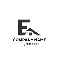 logogram e with house element vector image