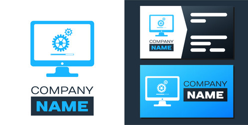 logotype computer monitor update process with gear vector image