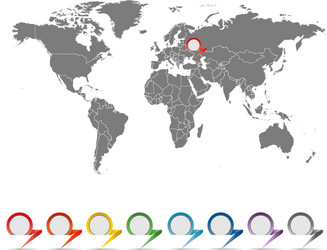 map world with a set pointers vector image