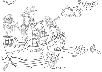 Pirate Children Coloring Page Vector Image
