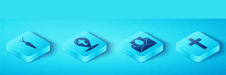 set isometric carrot map pointer with christian vector image