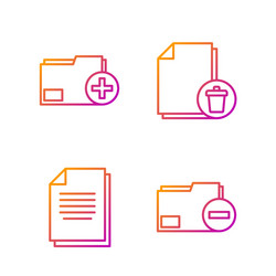 set line document folder with minus add vector image