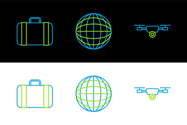 set line drone flying with action video camera vector image