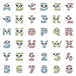 set of cute kawaii letters and numbers characters vector image