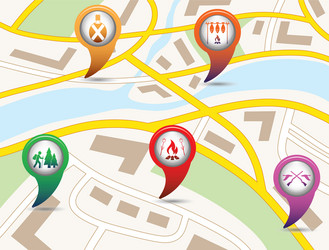 set of tourism service map pointers vector image