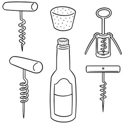 set of wine opener vector