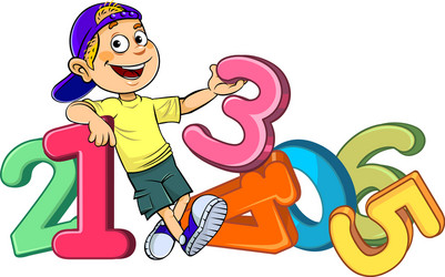 Smiling Boy with Colorful Numbers vector image