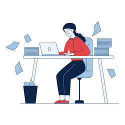 stressed accountant working with stacks reports vector image