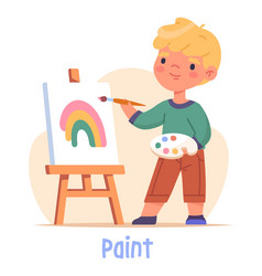 Young Artist Painting Rainbow Vector Image
