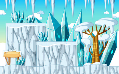 a game template ice cave scene vector