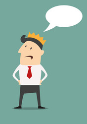 businessman with golden crown and speech bubble vector