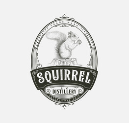Charming Squirrel Distillery Logo Vector Image