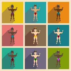 concept of flat icons with long shadow dancer man vector image