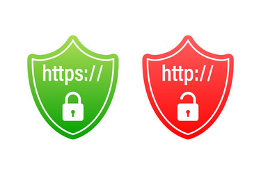 http and https protocols on shield vector image