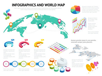 Isometric World Map with Data Infographics vector image