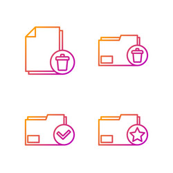 set line document folder with star vector image