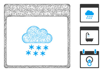 Snow cloud calendar page polygonal web mesh vector