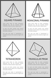 square hexagonal pyramid tetrahedron prism vector image