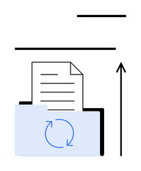 streamlined document backup and arrow indicating vector image