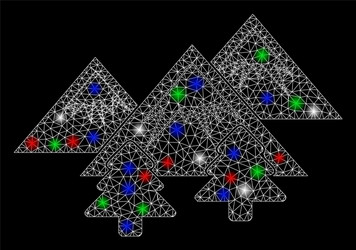 bright mesh network mountains forest with light vector image