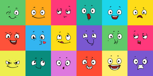 Cartoon Faces: Emotions & Expressions vector image