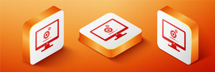 isometric computer monitor update process vector image
