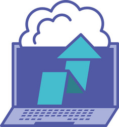 laptop computer with clouds computing and arrow up vector image
