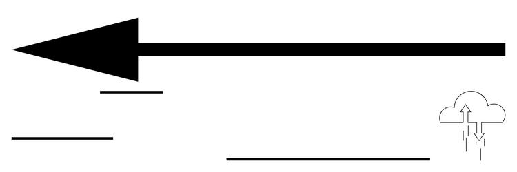 large black arrow pointing left and thin lines vector image