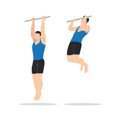 Man doing pull up with supinated grip exercise vector