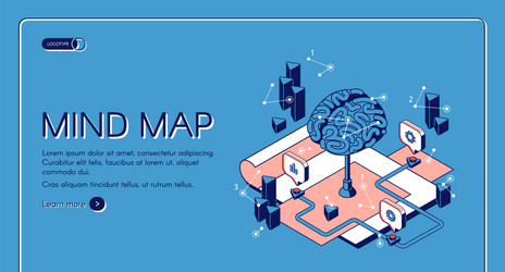 mind map visual thinking tool isometric landing vector image