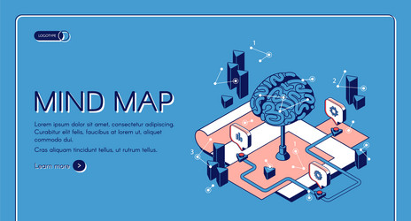 mind map visual thinking tool isometric landing vector