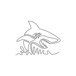 One single line drawing of ruler the sea shark Vector Image