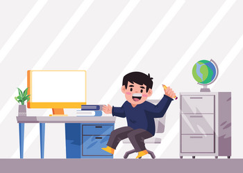online learning student in front of screen monitor vector image