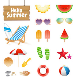 Realistic Summer Objects & Elements vector image