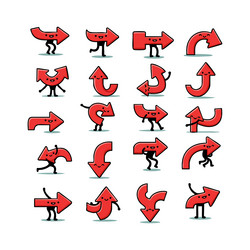 red arrows with legs pointing in different vector image