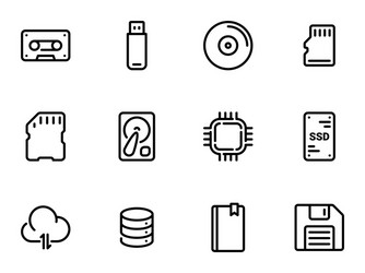 set icons on a theme data storage vector image