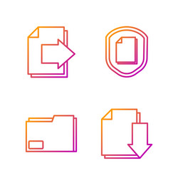 set line document with download folder vector image