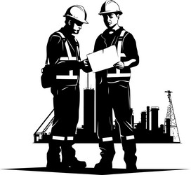 technical teamwork engineers holding blueprint vector image