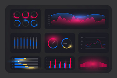 Ui ux admin panel layout template with hud vector