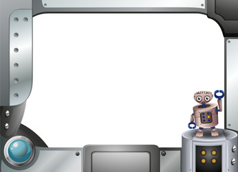 a metallic frame with robot standing vector image
