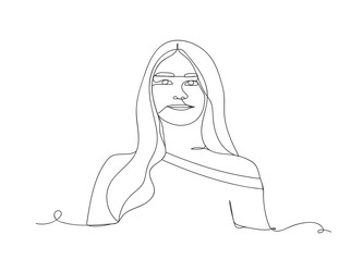 continuous one line art woman pose isolated vector