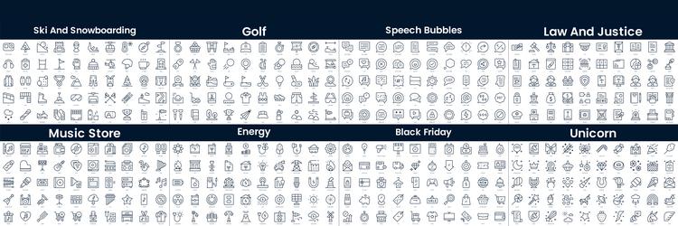linear style icons pack in this bundle include vector image