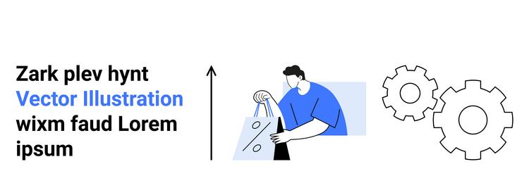man placing triangles in a bag next to gears vector image