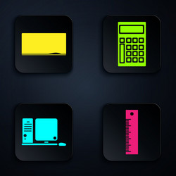 set ruler chalkboard computer monitor vector image