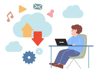 user upload download transfer file from cloud vector image