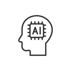 ai in a head icon line design brain vector image
