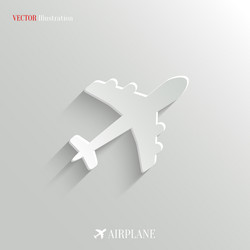 airplane icon - white app button vector image